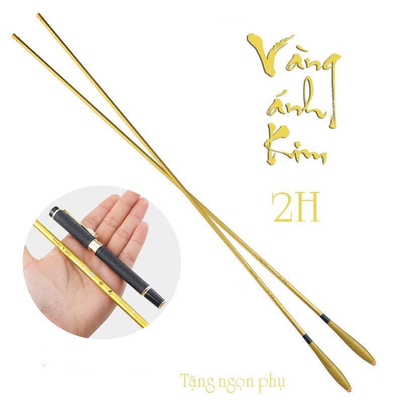 Cần câu tay câu đơn câu đài vàng ánh kim 2H siêu dẻo tặng kèm ngọn phụ CT37 - Sanami Fishing