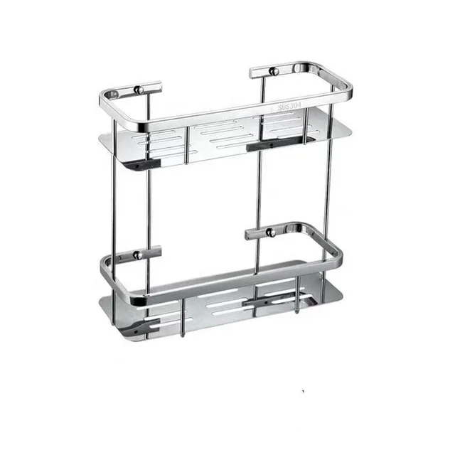 Kệ ngang nhà tắm nhà bếp hàng loại 1 dày chất liêu 100% SUS Inox 304 hai tầng cao cao cấp sáng bóng bền đẹp