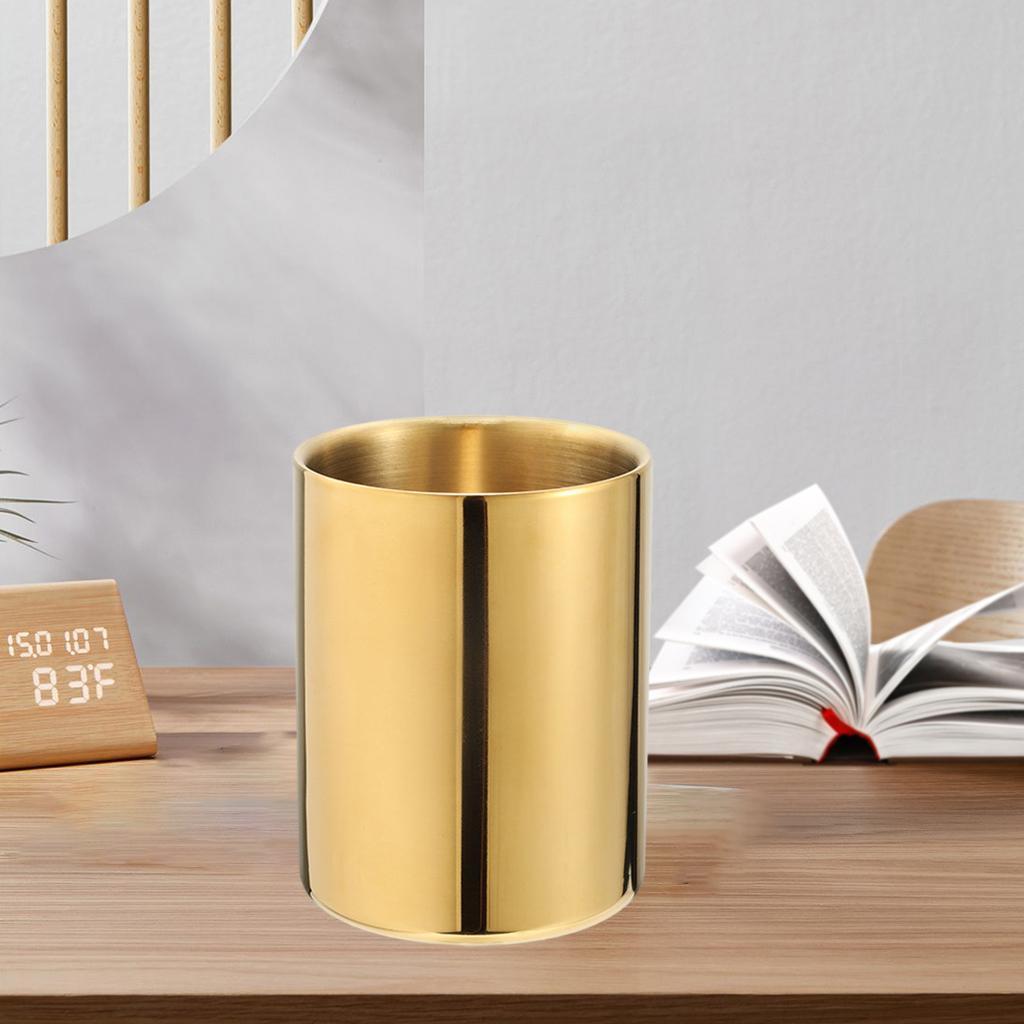 Pen Holder Cylinder Makeup Brush Cup Round Stationery Container