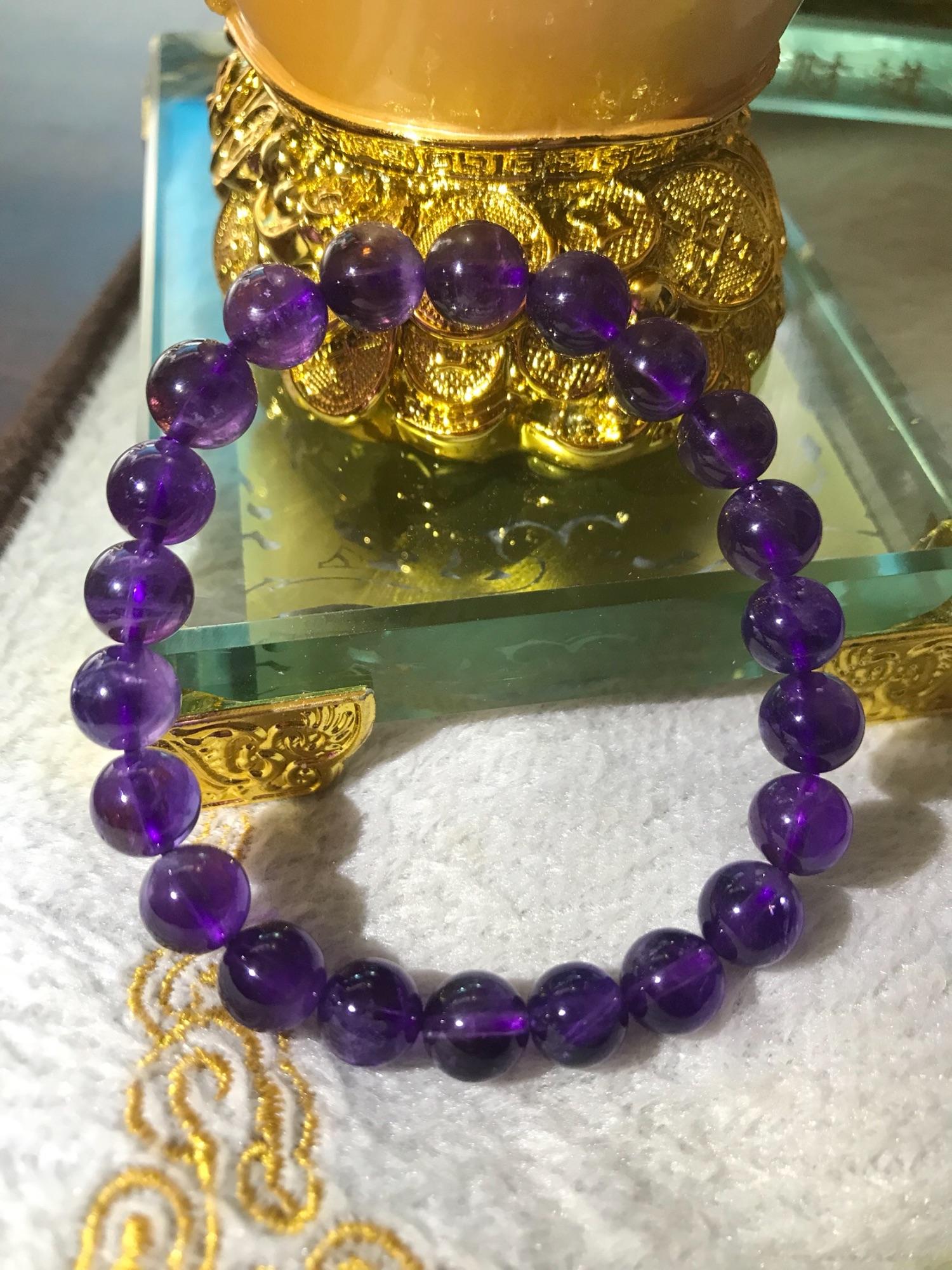 CHIẾC VÒNG MÀU TÍM THỦY CHUNG 8LY ĐÁ THẠCH ANH TÍM ĐẬM HÀNG ĐẸP THIÊN NHIÊN MẠNG HỎA MẠNG THỔ