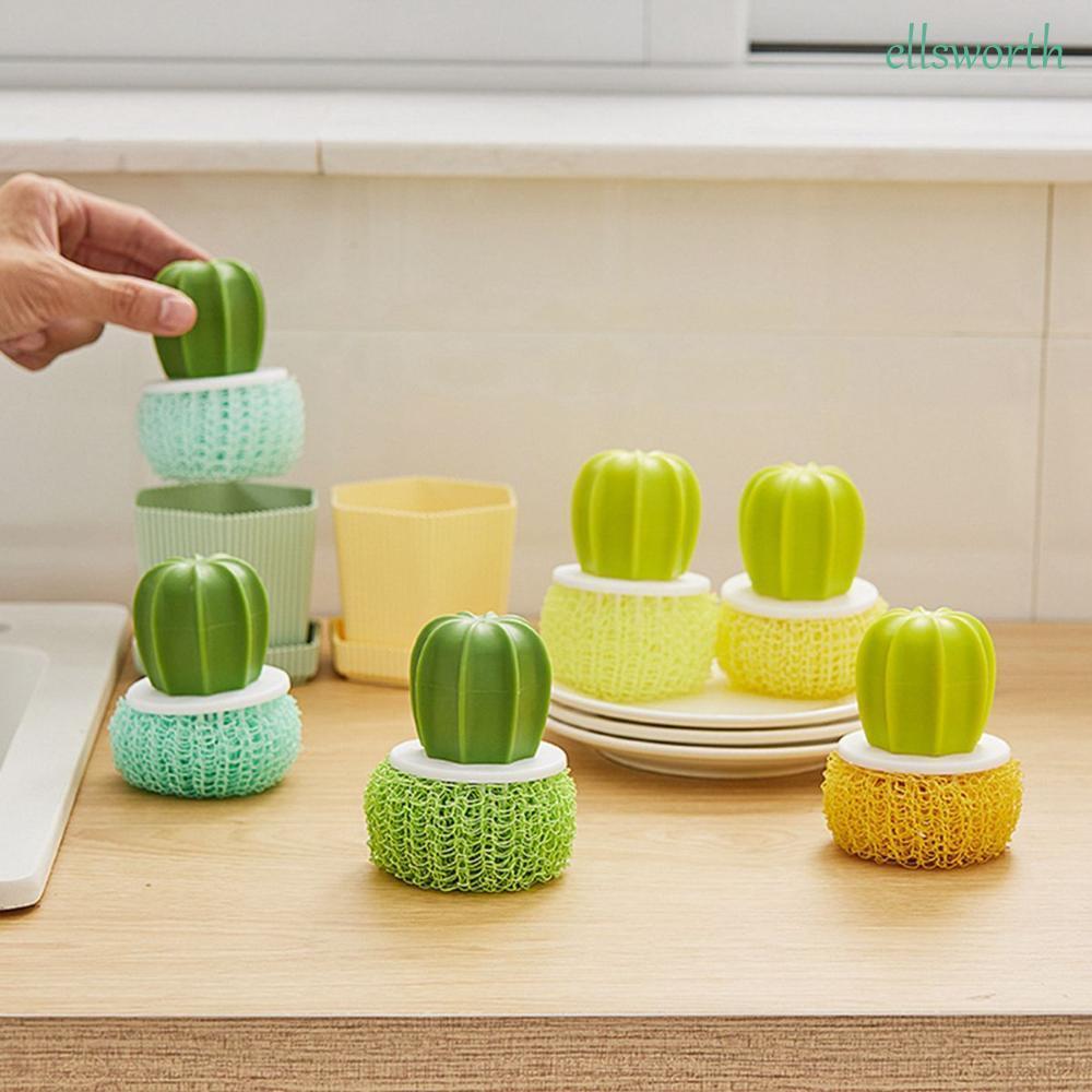 PVN49234 Bàn chải cọ xoong nồi, cọ bếp, cọ rửa bát đĩa hình xương rồng dễ thương