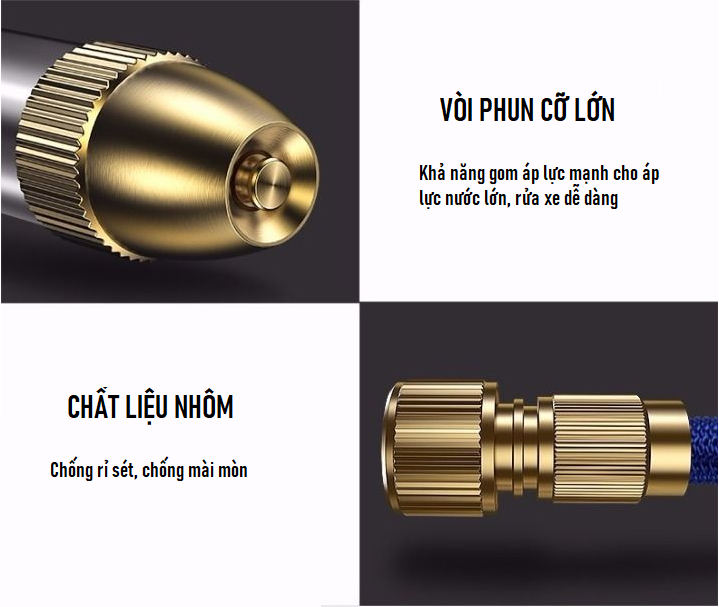 Vòi phun nước đồng cao cấp rửa xe tưới cây tăng áp thông minh giãn nở khi sử dụng 15 mét dây