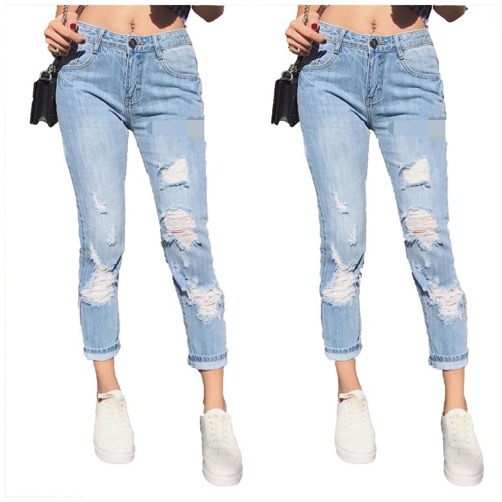 Quần baggy jeans nữ rách kiểu có BIG SIZE 2066