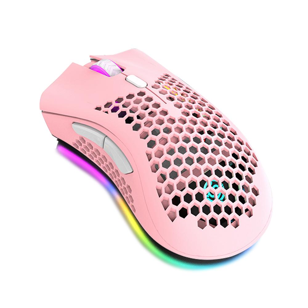 Chuột Game Không Dây 2.4G Sạc Chuột RGB Hiệu Ứng Ánh Sáng 3 DPI Có Thể Điều Chỉnh Rỗng Ruột Thiết Kế Tổ Ong Trắng