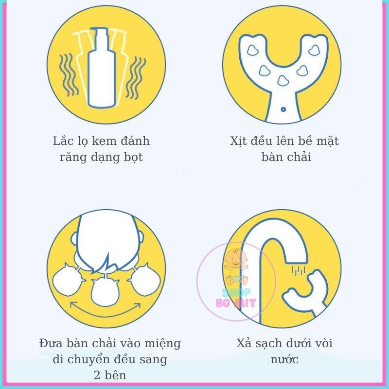 Bàn chải đánh răng trẻ em cho bé chữ U 360 độ silicon siêu mềm 2-3-6-12 tuổi