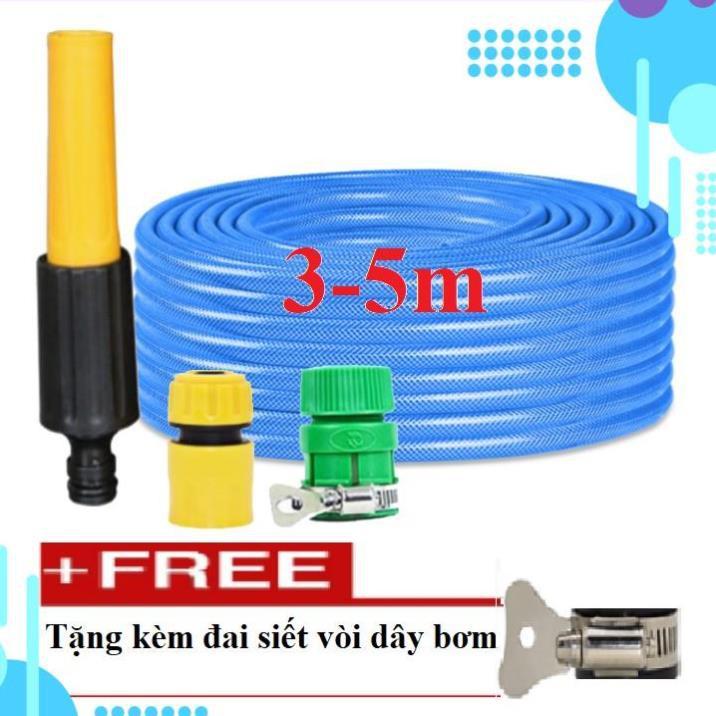 Bộ dây vòi xịt nước rửa xe, tưới cây đa năng, tăng áp 3 lần, loại 3m, 5m 206622-5 cút sập,nối vàng+ tặng đai