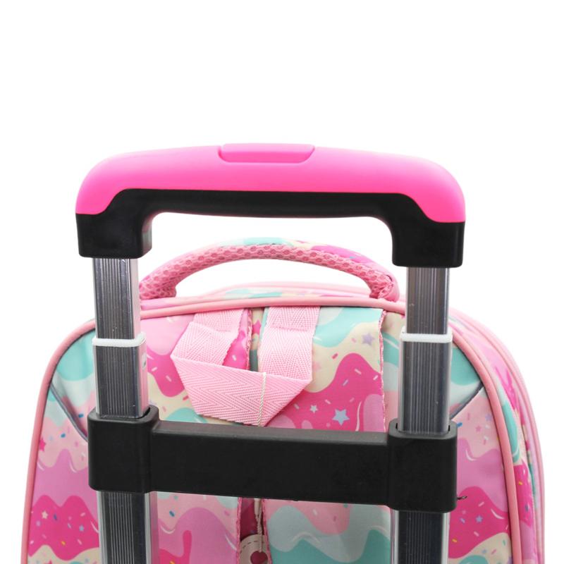 Ba Lô Học Sinh Cần Kéo 3 Ngăn - Hình Kem Mặt Cười - Hong Sheng 2021 - Màu Hồng