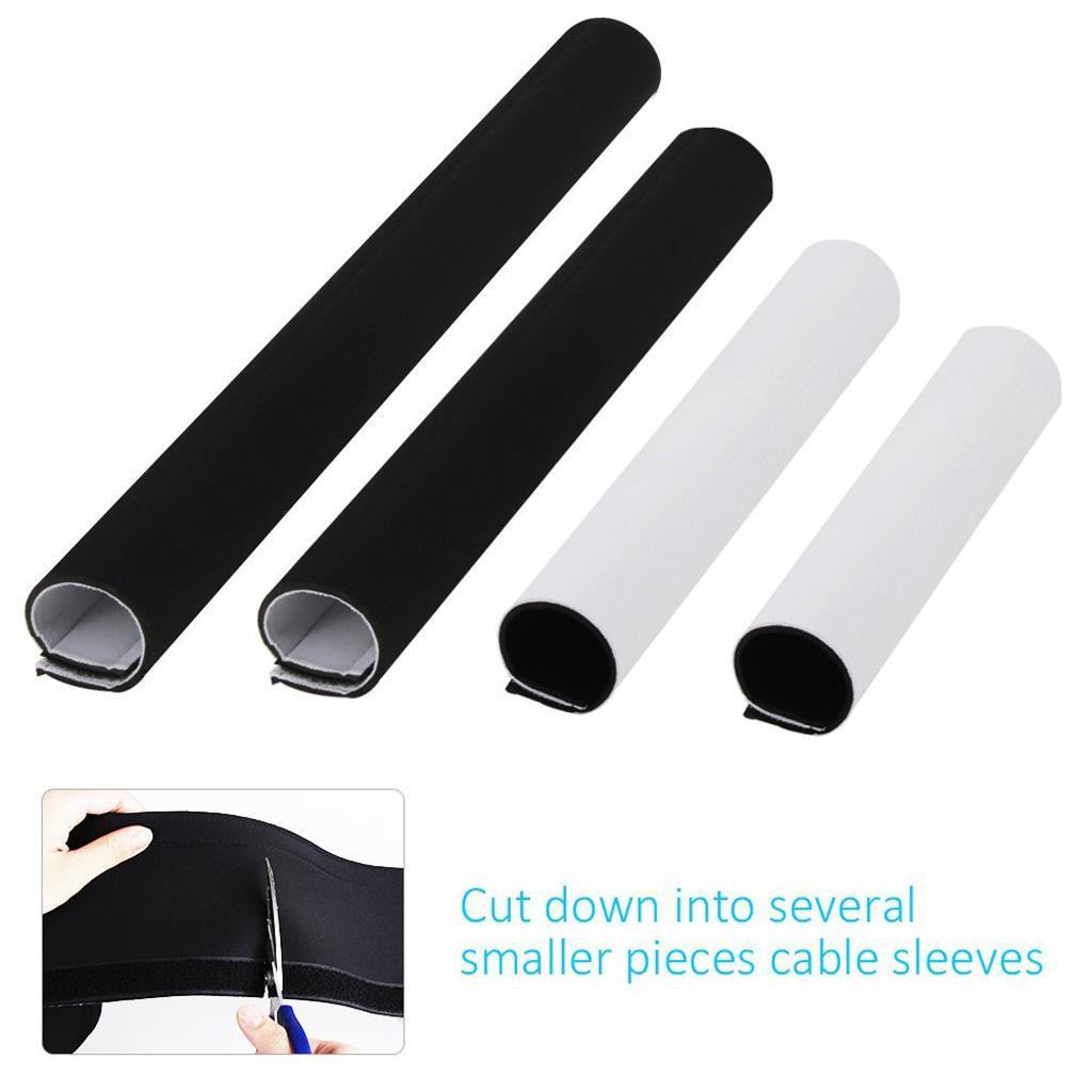 2 Pieces 118 Inch Cable Management Neoprene Cord Cover Sleeve Wire Hider Concealer Organizer Protector System for Desk TV PC Computer Home Theater, DIY by Yourself, Black and White Reversible