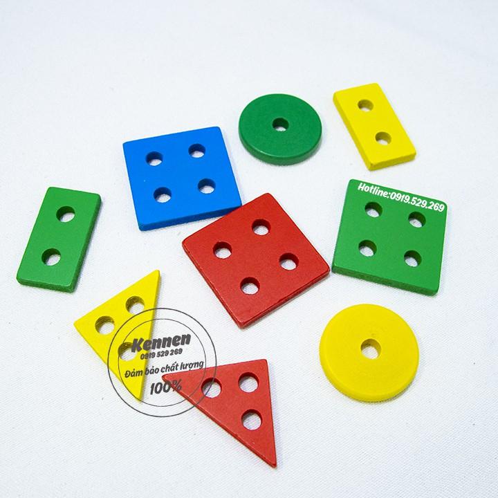 Xe lửa thả hình khối 3D Montessori phát triển tư duy