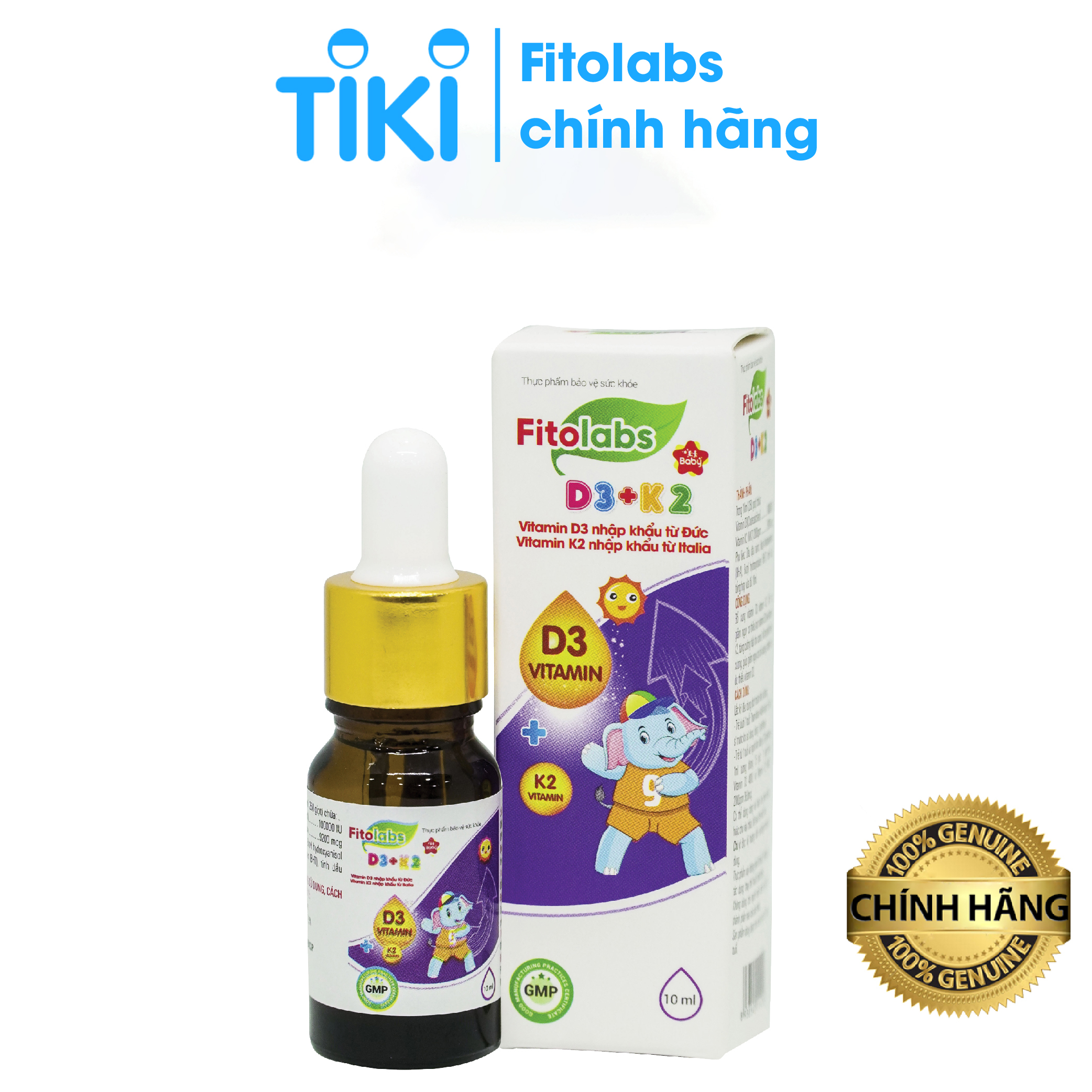 Fitolabs D3 - K2 dạng nhỏ giọt, bổ sung vitamin D3 K2 giúp bé tăng chiều cao
