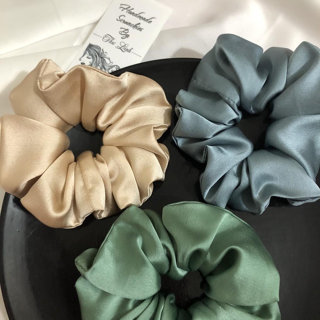 Scrunchies dây buộc tóc, cột tóc lụa satin cao cấp
