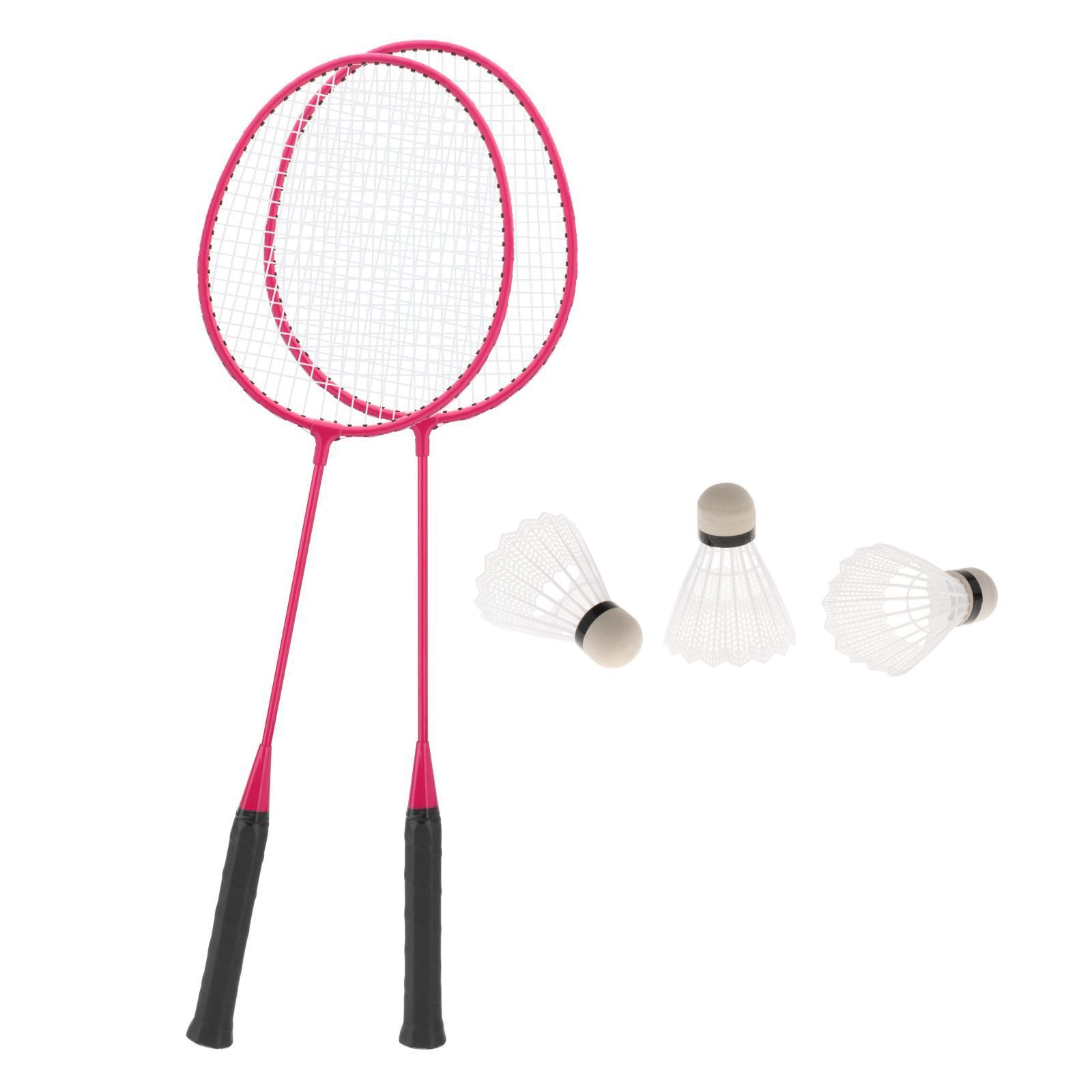 2Pcs Badminton Rackets with 3 Nylon Balls Family Training Badminton Racquets