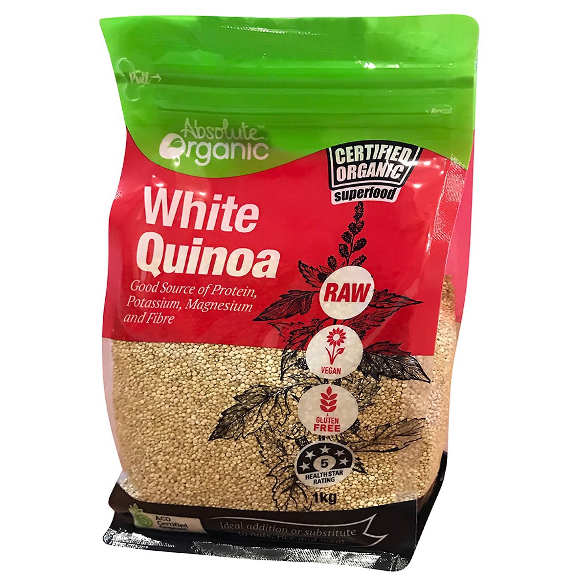 Hạt diêm mạch trắng hữu cơ Absolute Organic White Quinoa - Nhập khẩu Australia