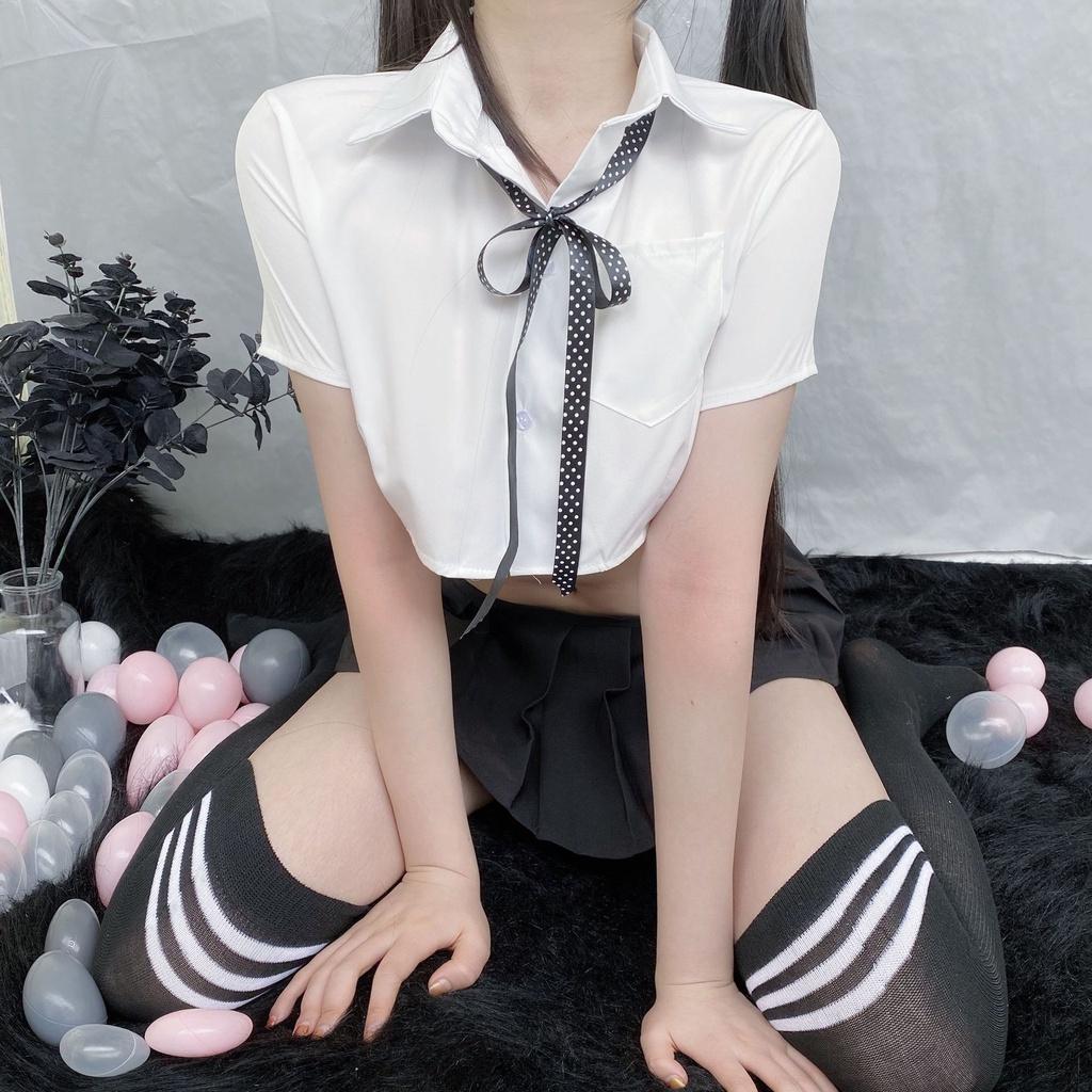 Đồ ngủ sexy cosplay nữ sinh anime đáng yêu váy xếp ly áo croptop kèm cà vạt nơ học sinh dễ thương BIKI HOUSE N716 - HCM