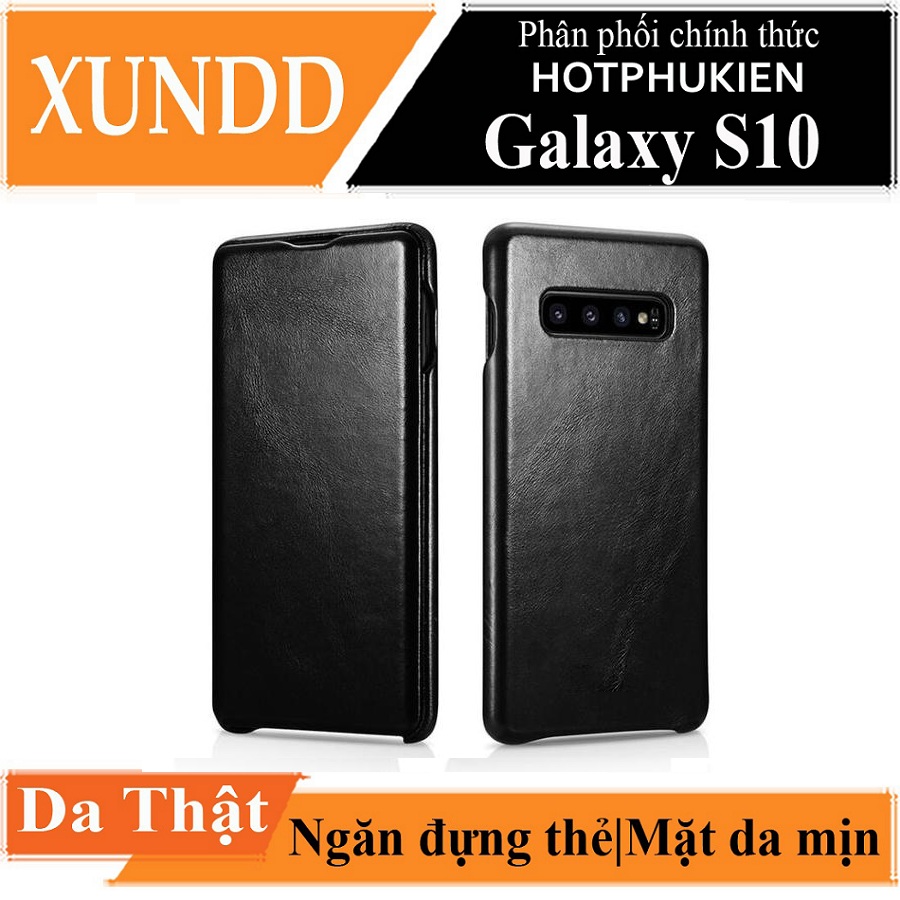 Bao da leather chống sốc cho Samsung Galaxy S10 hiệu XUNDD Gra Series có ngăn đựng thẻ Card ATM visit cao cấp Bảo vệ toàn diện 360 độ, Smartsleep thông minh - hàng nhập khẩu