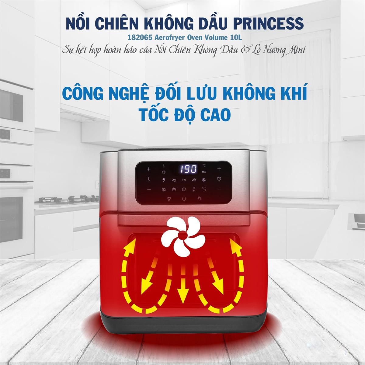 Nồi chiên không dầu Princess 182065 - dung tích lớn 10L - Hàng chính hãng