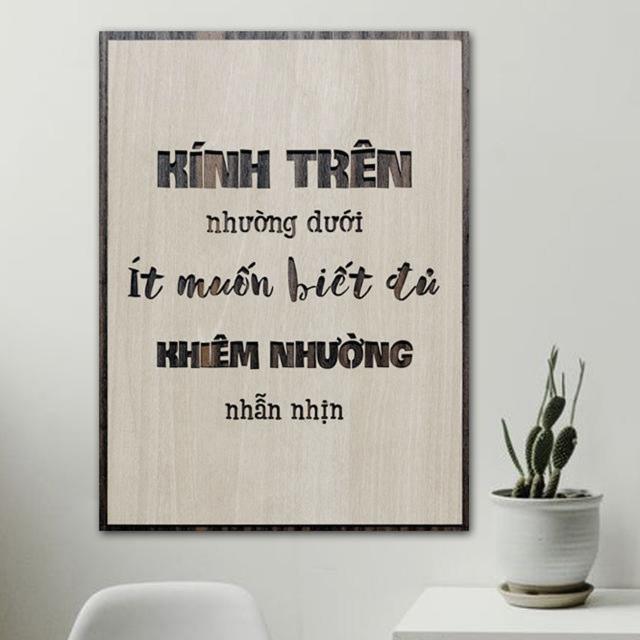 Tranh gỗ treo tường - Kính trên nhường dưới ít muốn biết đủ khiêm tốn nhẫn nhịn -CRN -01.