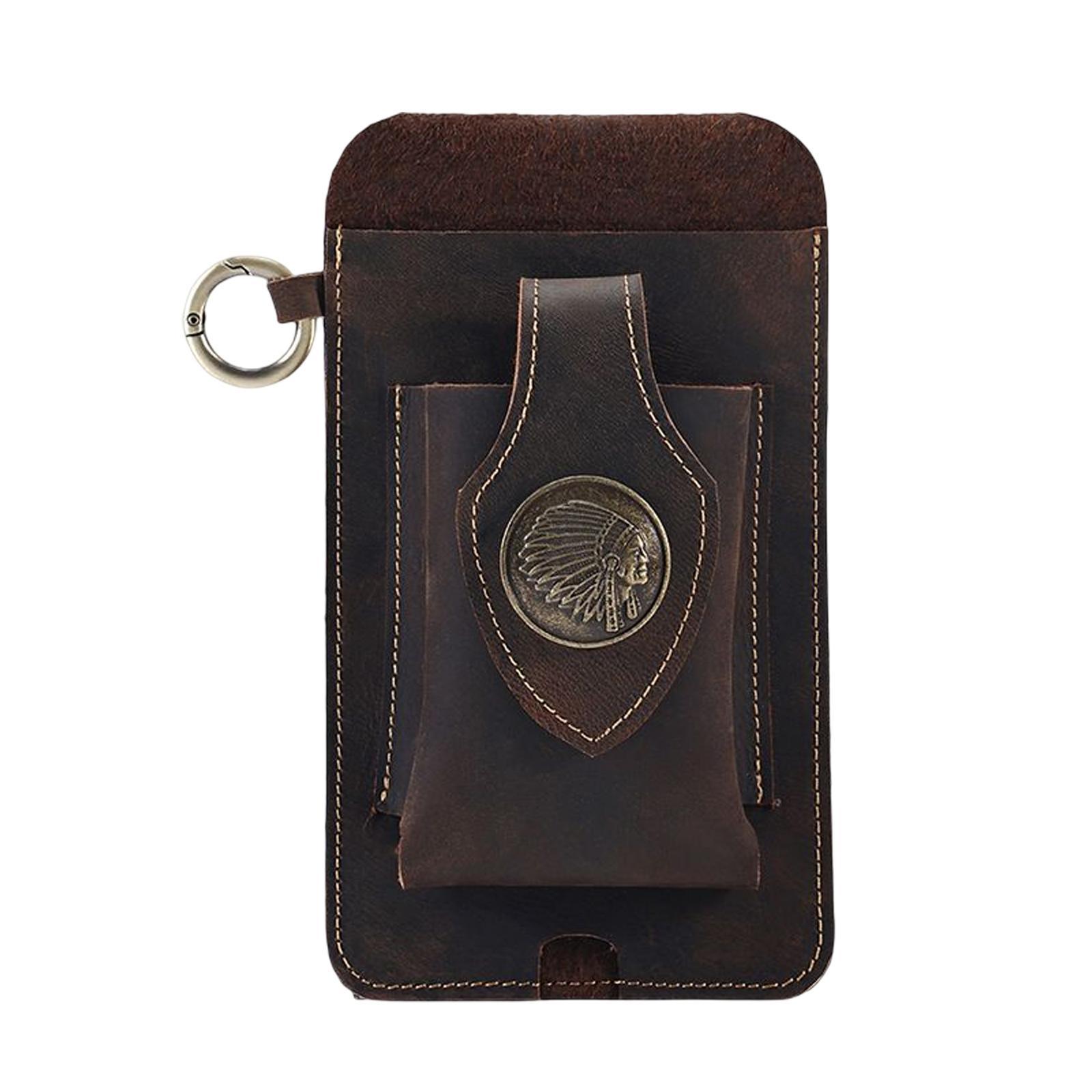 Leather Phone case Waist Bag Carrying Pouch for Cell Phone Men Women coffee