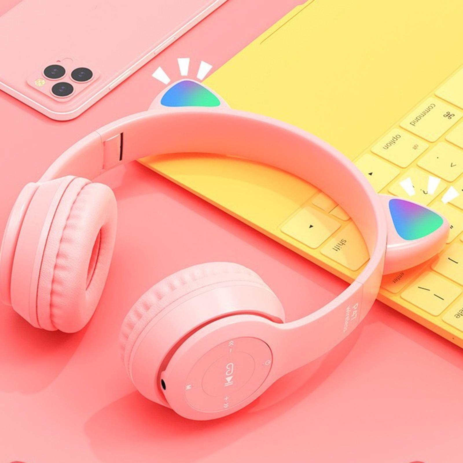 Wireless Headset LED Light Surround Sound for Laptop black