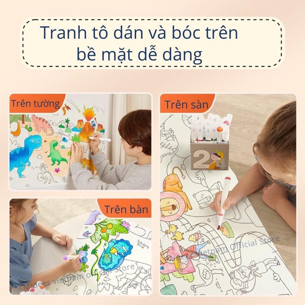 Cuộn tranh tô màu cho bé dán tường khổng lồ 4m*40cm Mideer Adhesive Colouring Scroll - Tranh tô màu nước cho bé