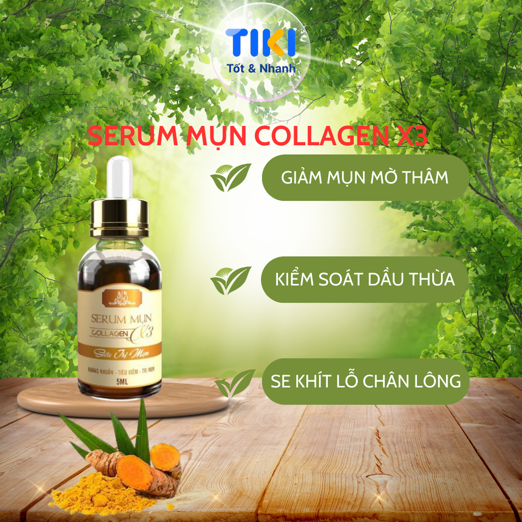 Serum Mụn Collagen X3 Serum Dưỡng Giảm Mụn Kiềm Dầu Đông Anh Chính Hãng 5ml