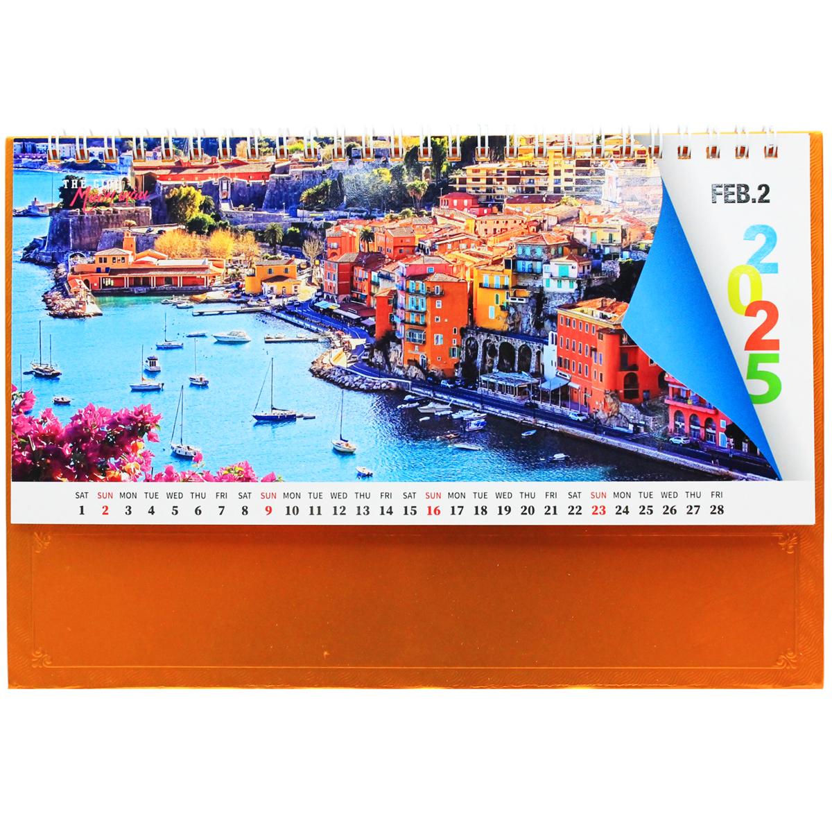 Lịch Bàn 2025 Có Note - Thế Giới Muôn Màu - Văn Lang VL-LB12 - Đế Màu Cam