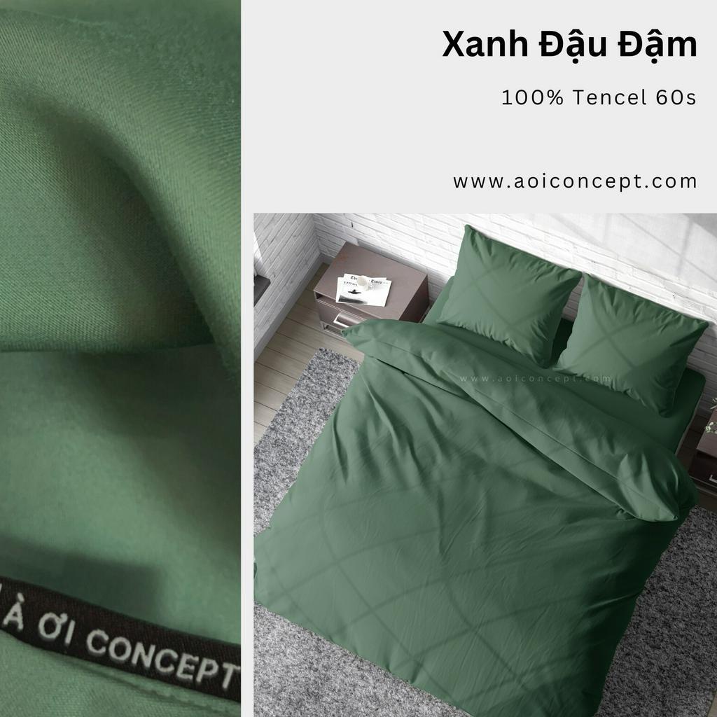 Bộ Chăn Ga Gối 5 Món Lụa Tencel Size 2mx2m 2m2x2m Trơn Nhiều Màu À Ơi Concept cao cấp Hàn Quốc