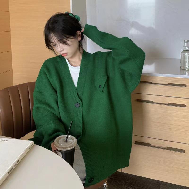 Áo khoác len cardigan len nữ dệt kim cadigan bigsize form dài rộng 2 màu basic phong cách Hàn Quốc H-18-1