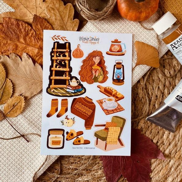 Sticker sheet fall hygge - chuyên dán, trang trí sổ nhật kí, sổ tay | Bullet journal sticker - unim052