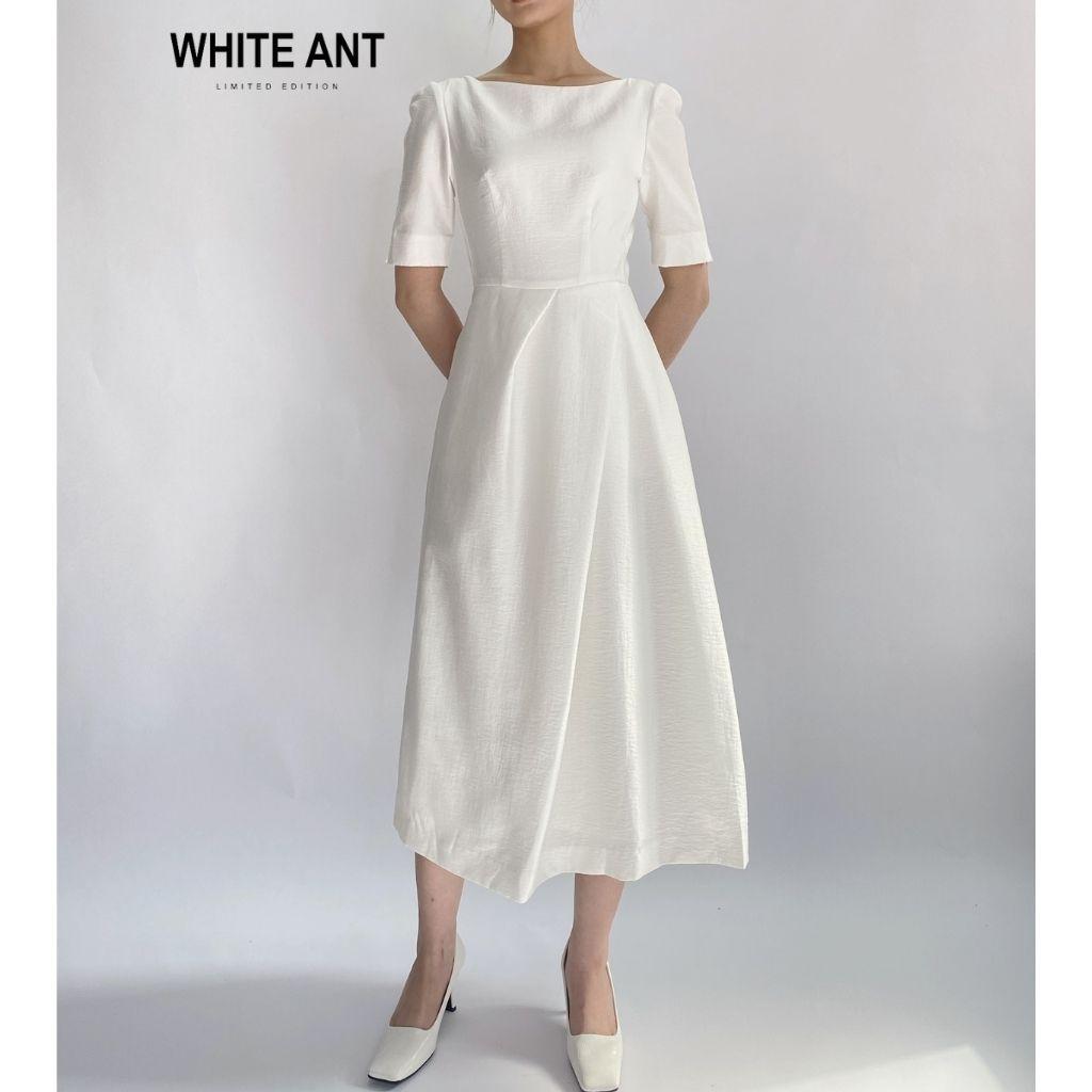 Đầm Thiết Kế Dáng Xoè Nữ WHITE ANT SIKA CIRCULAR DRESS Cổ Thuyền Phối Ly Chéo Eo Quyến Rũ 120400166