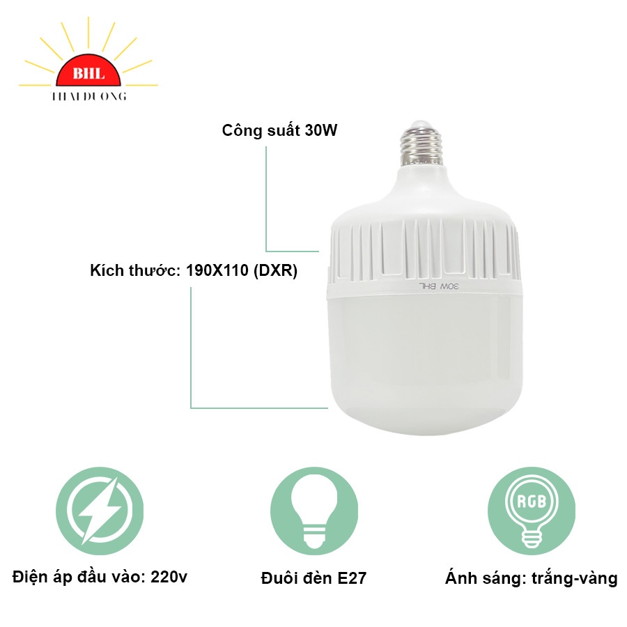 BÓNG ĐÈN LED TRỤ TRÒN 50W - 30W - 20W - 10W - 5W - VỎ NHỰA CAO CẤP