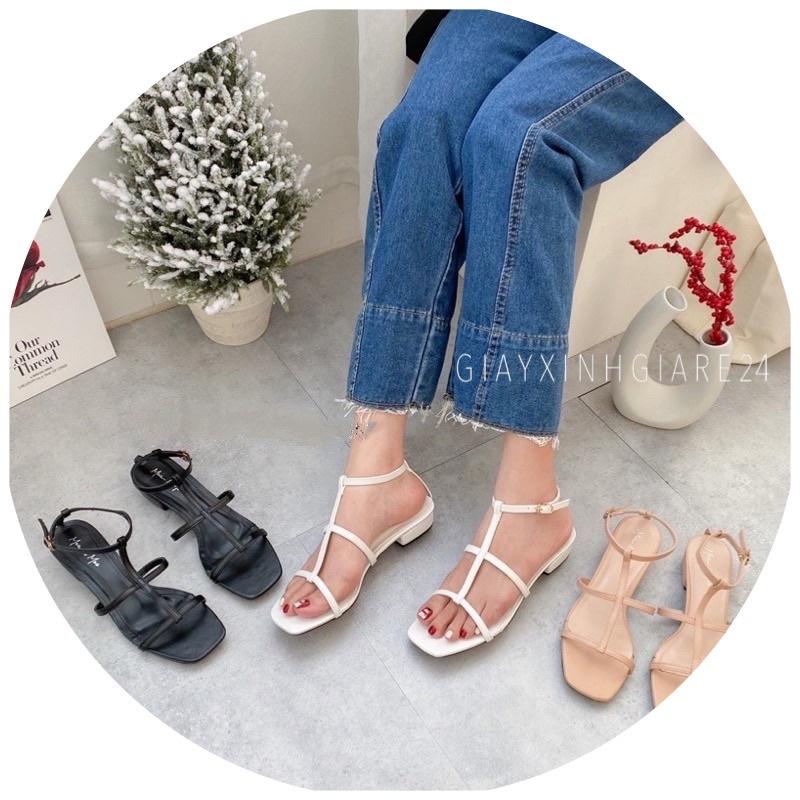 Giày sandal nữ đan dây vuông 2p