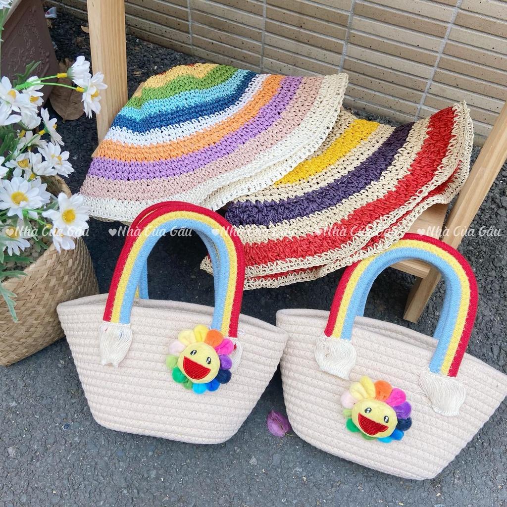 Túi cói cầu vồng xinh xỉu