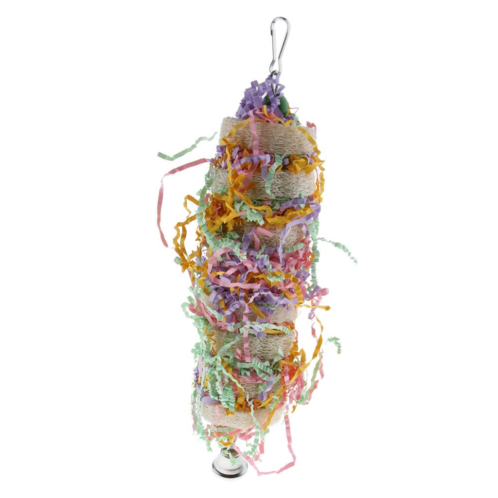 Bird Toy Loofah Hanging Bell Chewing Parrot Parakeet Cockatiel Cage Bird Toy