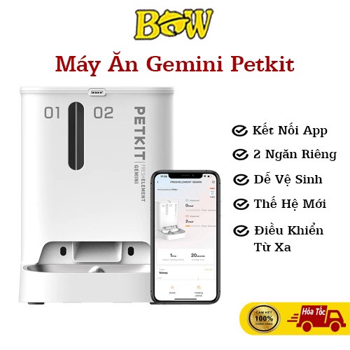 {Hàng Chính Hãng} Petkit Fresh Elemnent Gemini Máy cho ăn tự động cho chó mèo 2 khay