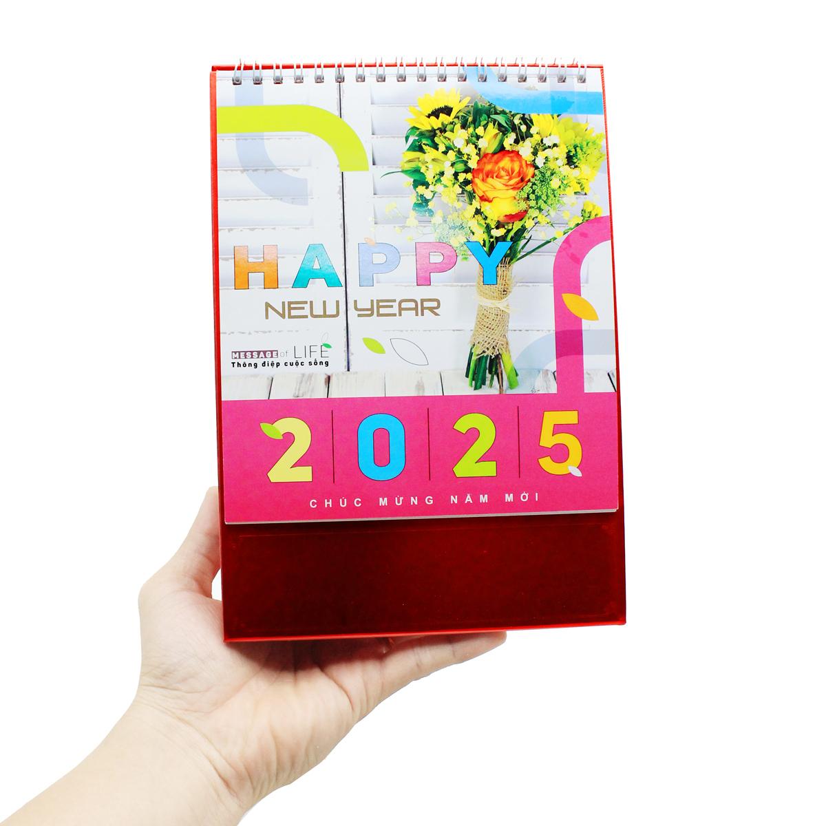 Lịch Bàn Đứng 2025 - Thông Điệp Cuộc Sống - Văn Lang VL-LB04 - Đế Màu Đỏ