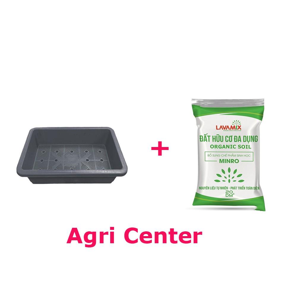 Bộ 1 Khay Trồng Rau Và 1 Túi Đất Hữu Cơ ORGANIC SOIL  Giúp Trồng Rau Sạch Và An Toàn