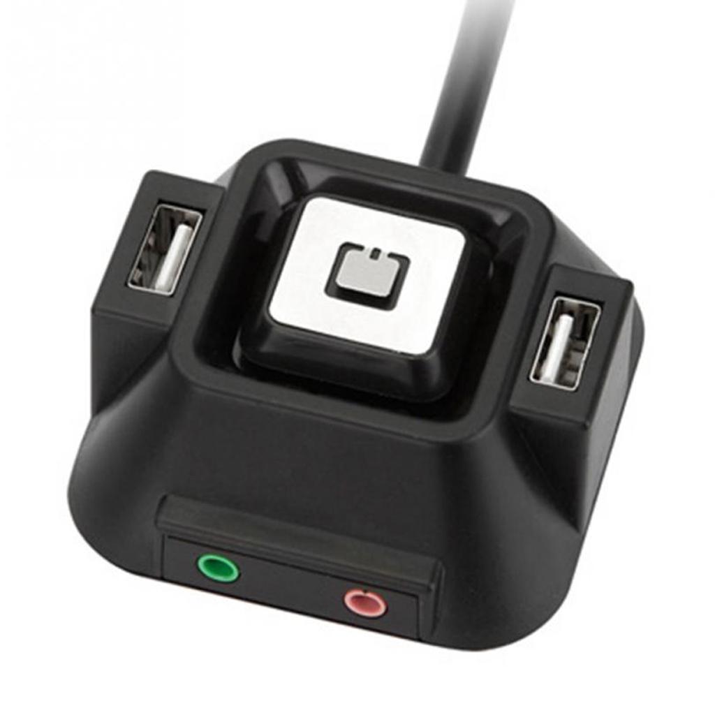 Desktop PC Case Switch Dual USB Ports Power Reset Button LED Lights Audio