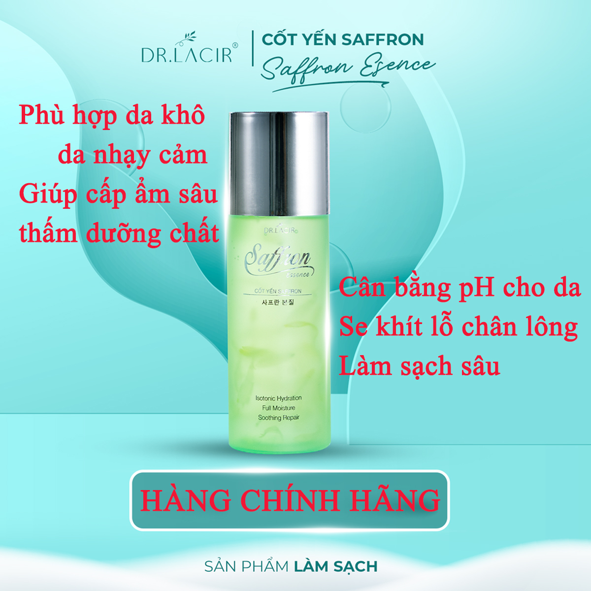 Toner Cốt Yến Dr lacir (Cốt Yến Saffron) - Cân bằng độ pH cho da, làm sạch sâu (Chính Hãng Dr Lacir)