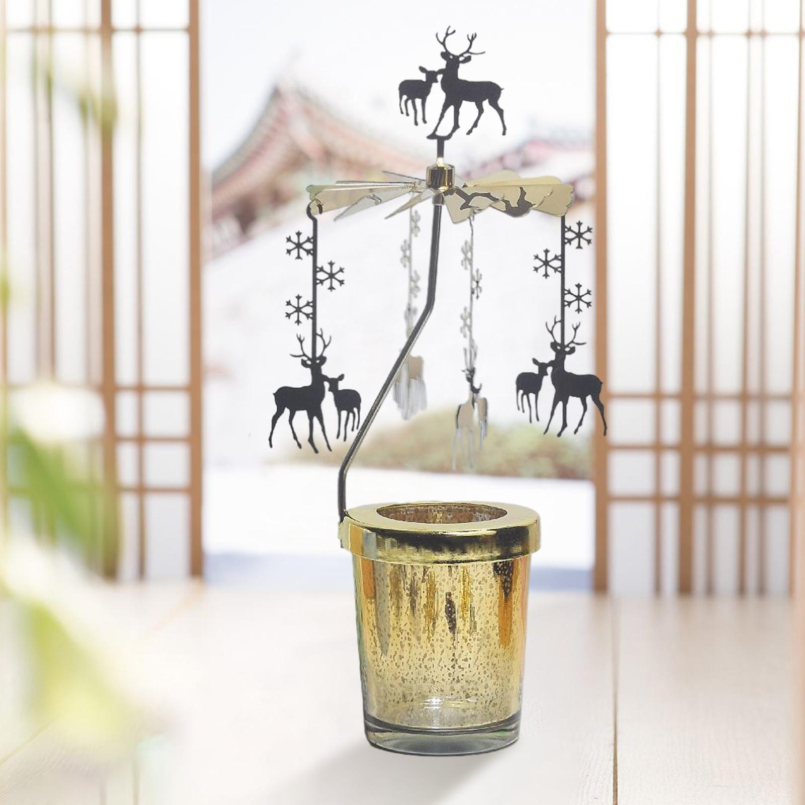 Candle Holder Tea Light Holder Rotating Candlestick for Holiday
