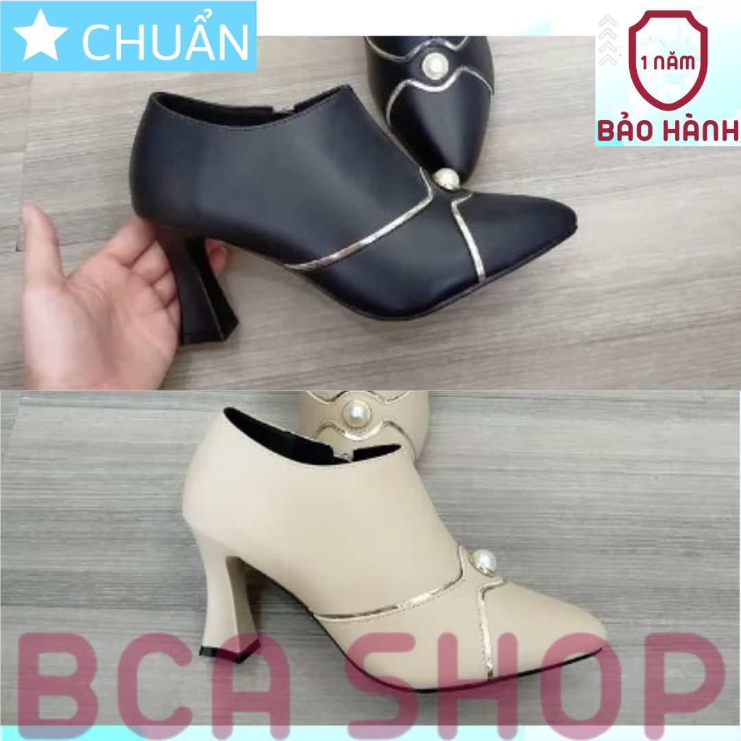 Giày bốt nữ cổ thấp 7p RO297 ROSATA tại BCASHOP đính ngọc độc lạ và viền chéo kiểu chữ X đẳng cấp - màu đen