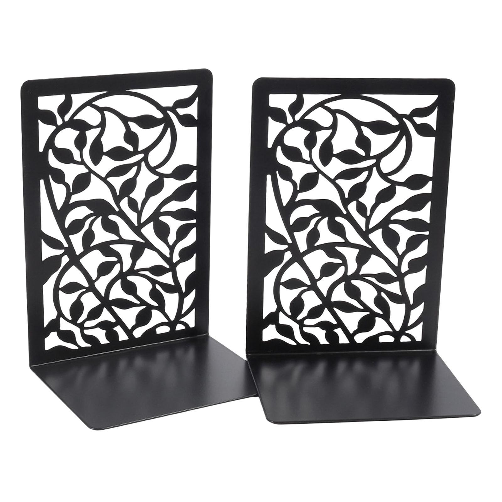 Book Ends, Heavy Duty Iron Bookend Supports Stable Bookends for Home Restaurant Binder