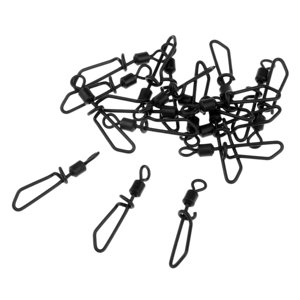 20pcs Q-Shaped Matt Black Carp Quick Change Swivel Fishing Terminal Tackle