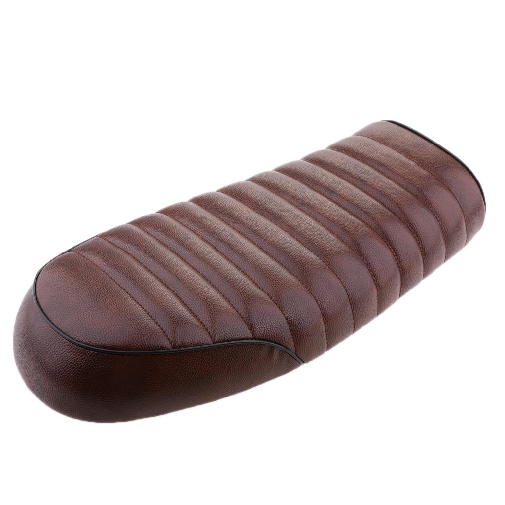 Brown Vintage Flat Brat Seat Cafe Racer Saddle Motorcycle Retro For Honda