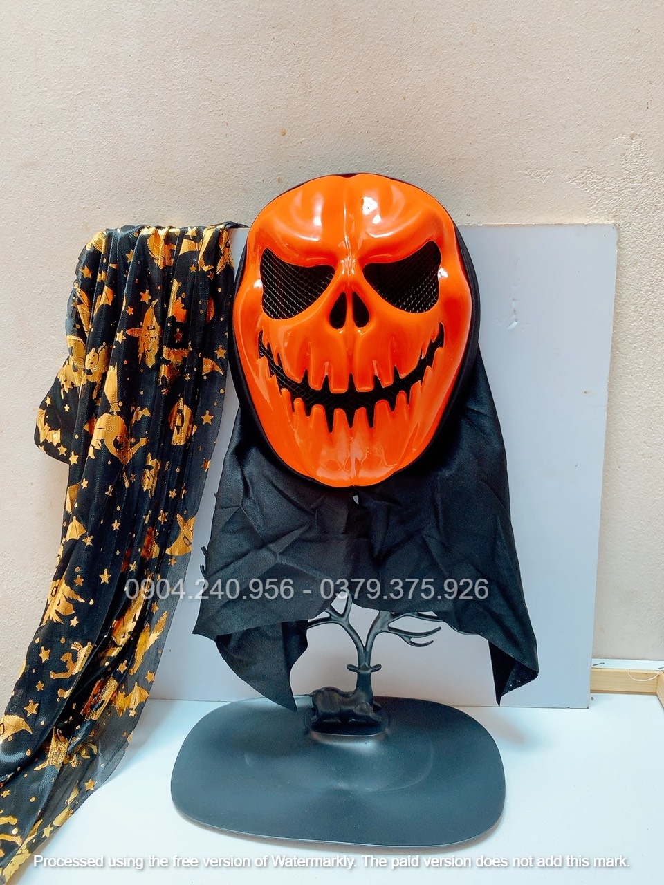 Mặt nạ hóa trang bí ngô có vải trùm đầu Halloween phù hợp cho mọi lứa tuổi