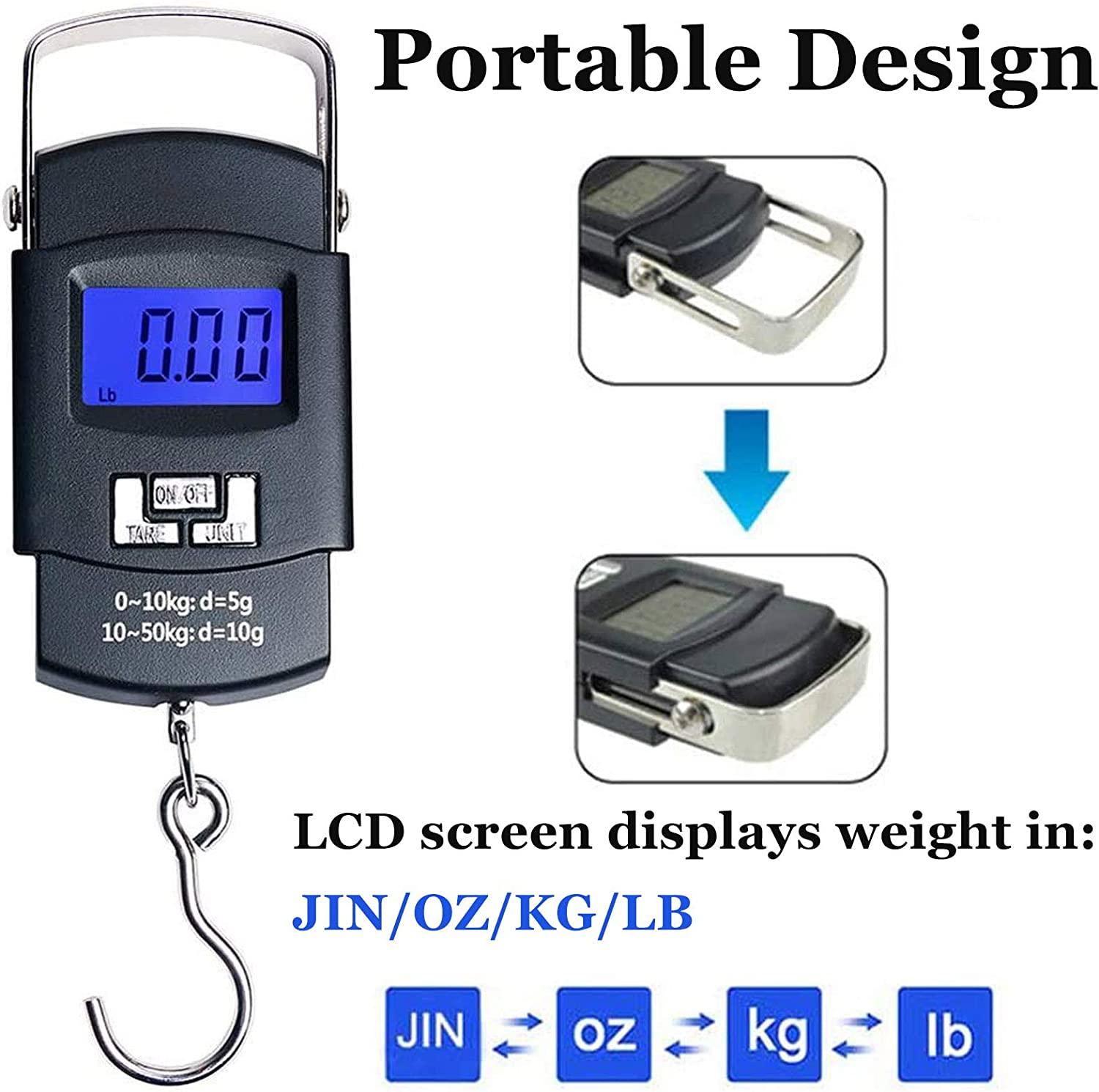 Câu cá điện tử cân bằng, màn hình LCD đánh cá tỷ lệ 55kg Backlit Libre Digital Electronic-USB Sạc có thể sạc lại