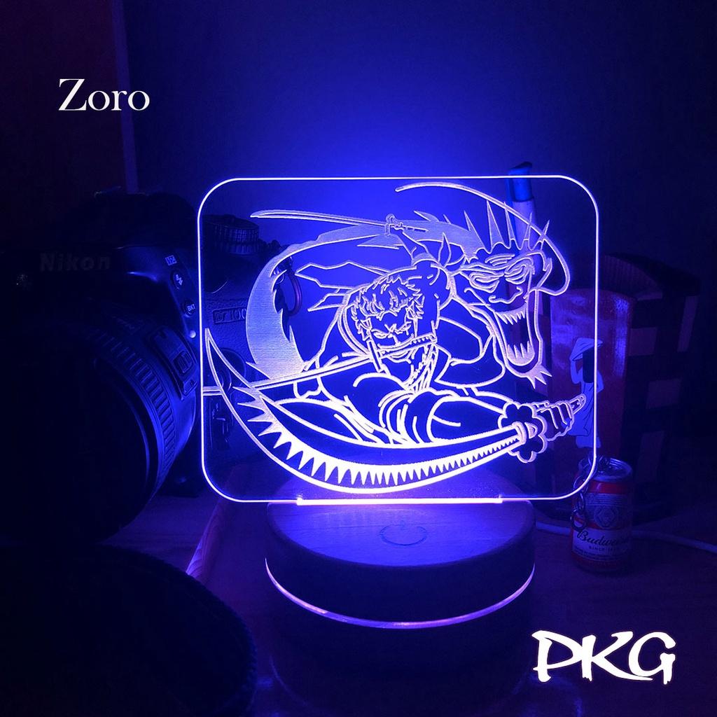 Đèn Ngủ Led 3D ZORO nhân vật Anime phát sáng 16 màu cảm ứng có điều khiển từ xa