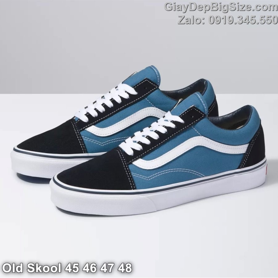 Giày trượt ván, giày vải thể thao cỡ lớn 45 46 47 48 cho nam cao to chân ú bè. Big size old skool sneakers for wide feet