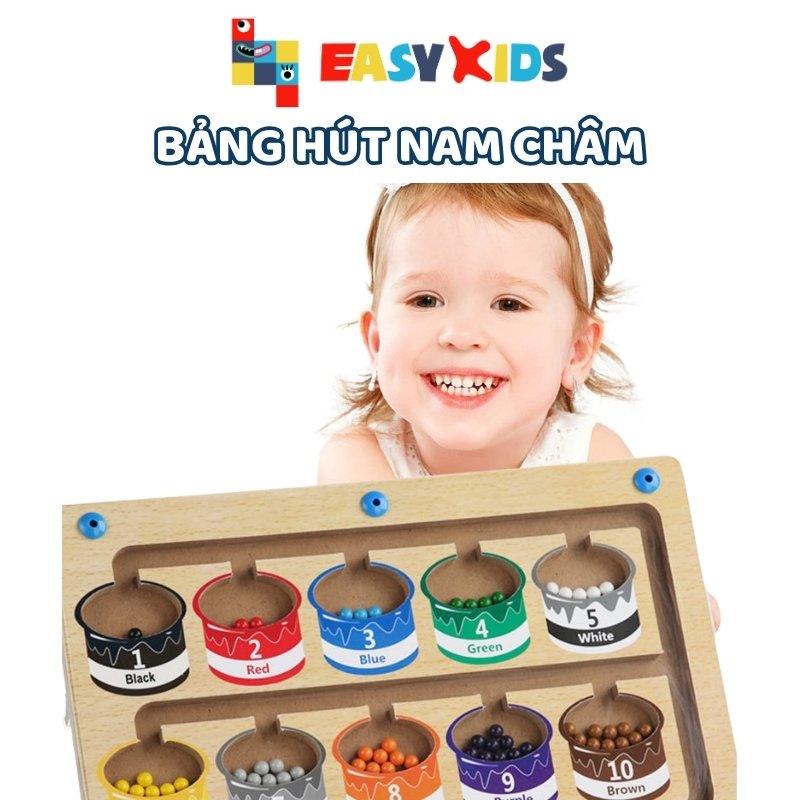 Đồ Chơi Montessori Cho Bé Bảng Hút Nam Châm Phân Biệt Màu Sắc Số Đếm