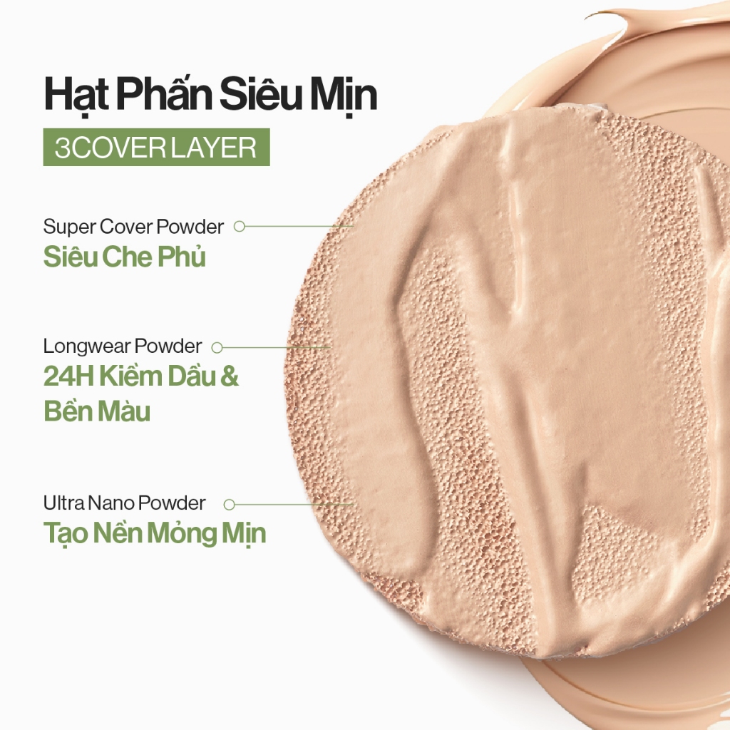 Phấn nước trang điểm che phủ kiềm dầu thuần chay GLAMRR Q VEGAN SUPER COVER CUSHION by Gilaa